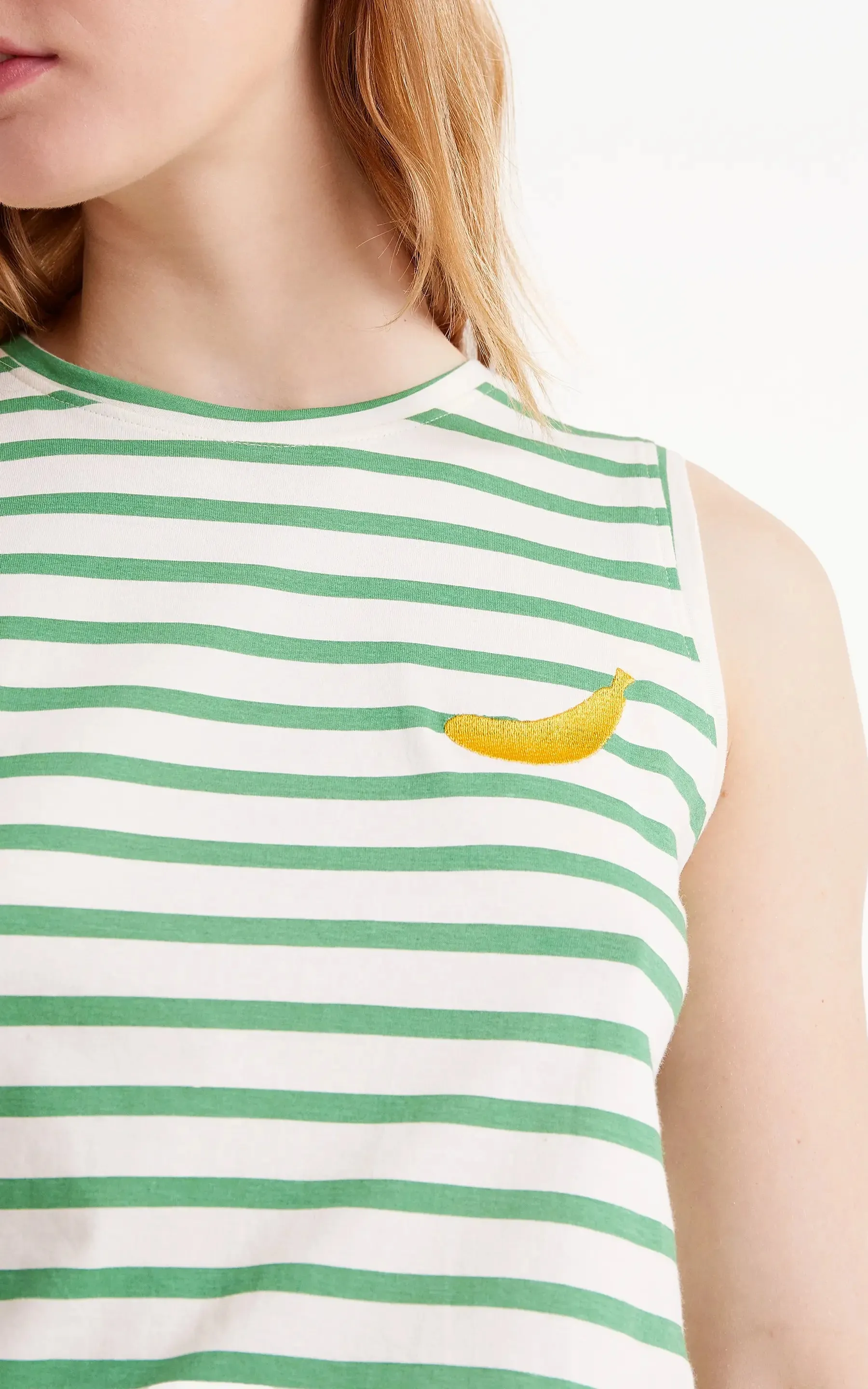 Green Striped Print T-shirt Banana