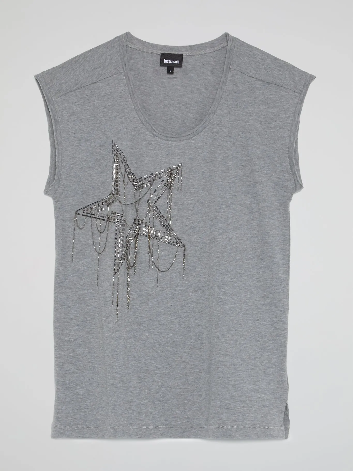 Grey Beaded Star Sleeveless Top
