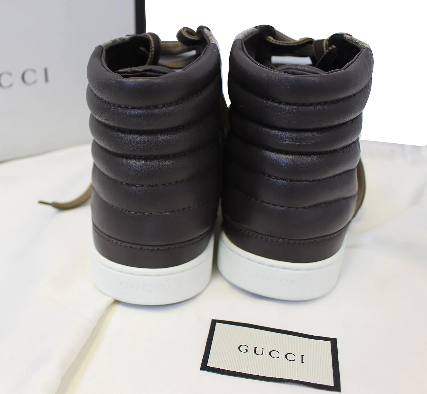 GUCCI GG Supreme High-Top Beige sneakers Size 10 411857