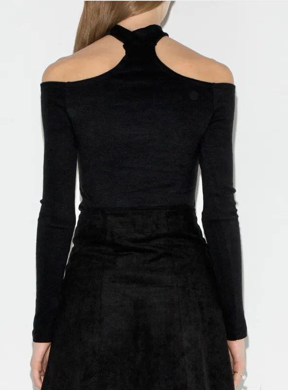 HALTER SLASH NECK FULL SLEEVE LADY SLIM TOPS