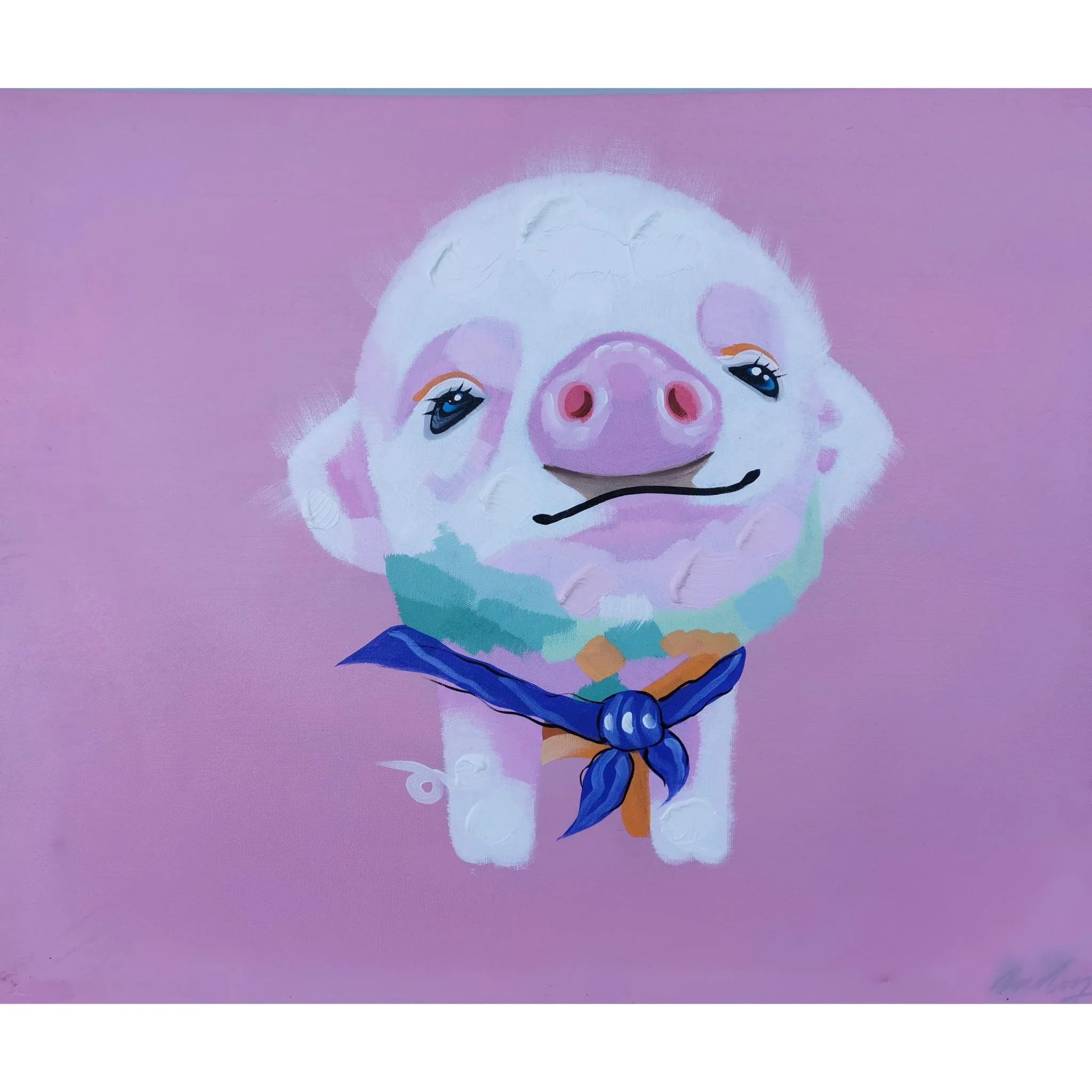 HAND OIL PAINTING 1905B19 - Comic Pig, 60cm x 50cm