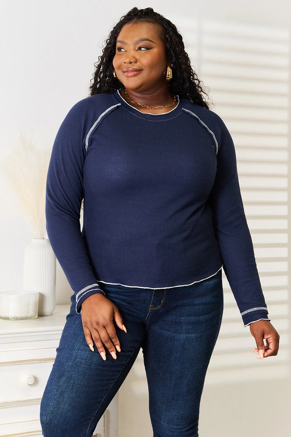 Hazel Blues® |  Basic Bae Long Raglan Sleeve Round Neck Top