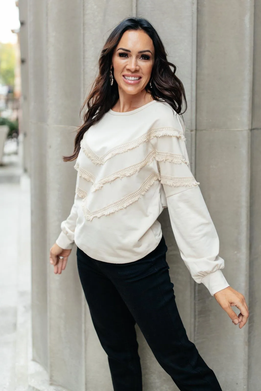 Hazel Blues® | Into The Fringe Top in Beige