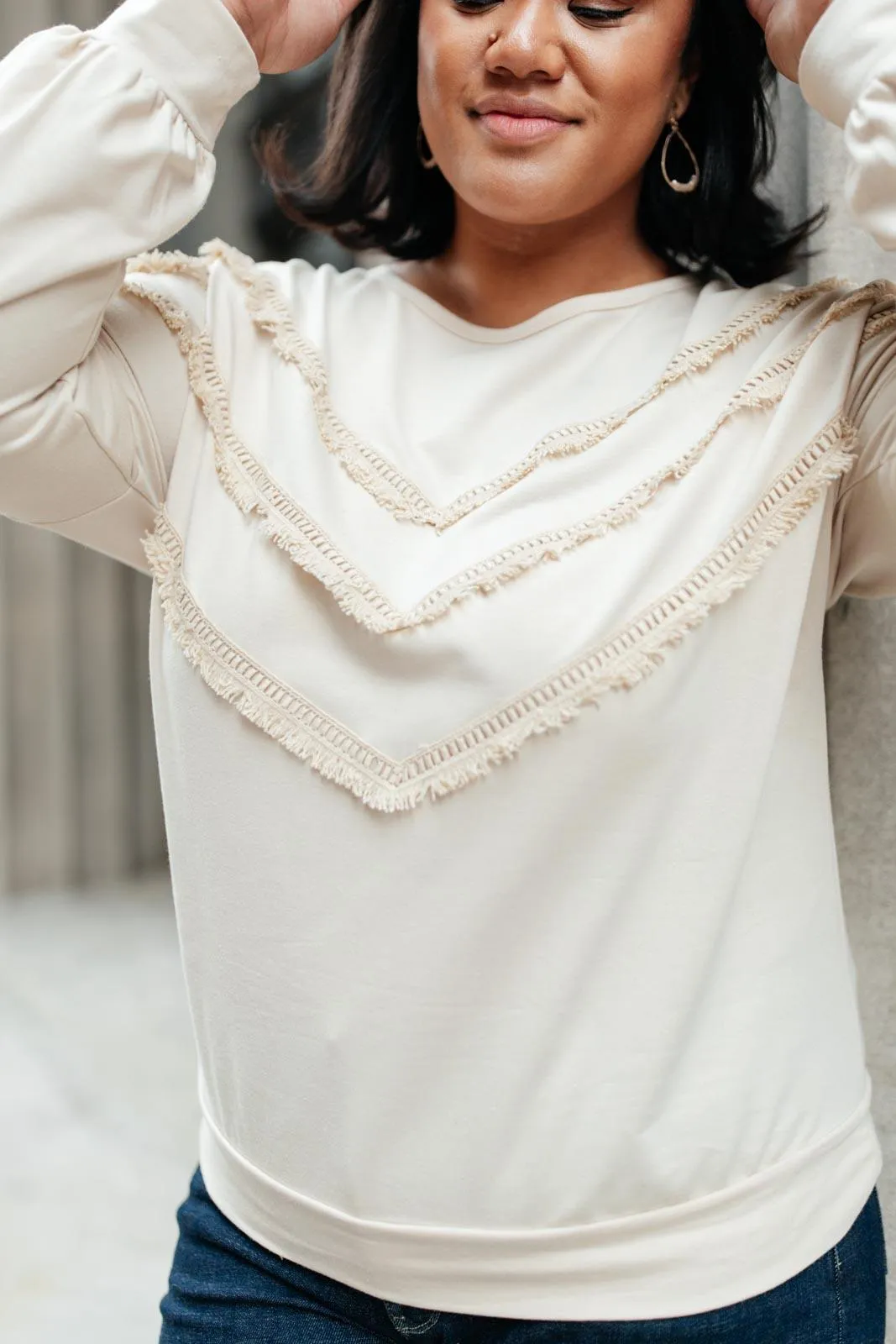 Hazel Blues® | Into The Fringe Top in Beige