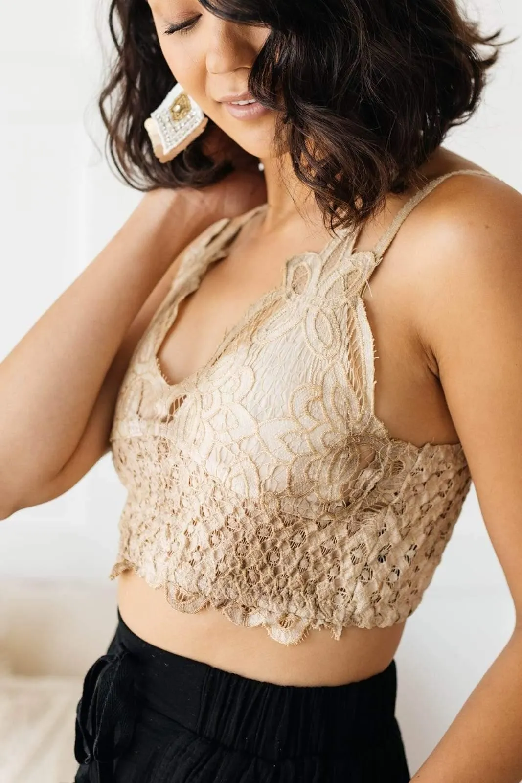 Hazel Blues® | Live In Lace Bralette in Taupe