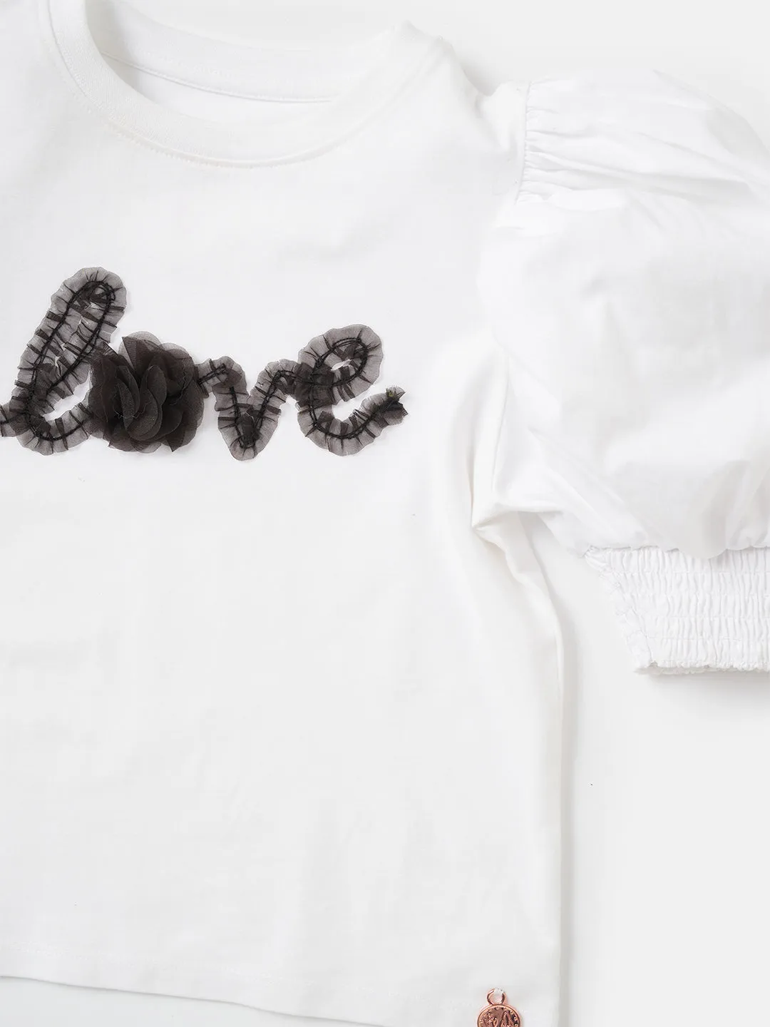 Heidi White Love Corsage Top