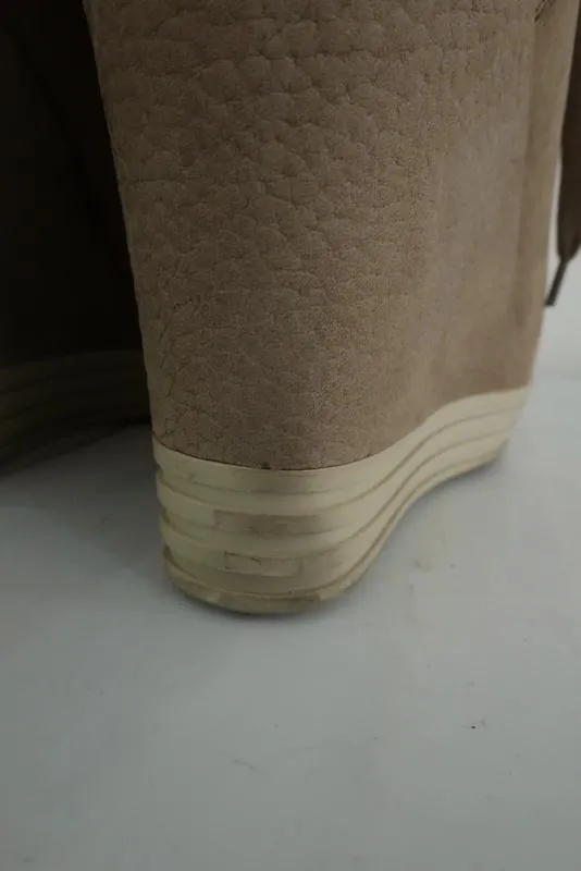 Hogan Rebel Wedge Sneakers Beige Leather Size 39.5 Lace-Up High Top