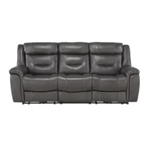Homelegance Furniture Danio Power Double Reclining Sofa with Power Headrests in Dark Gray 9528DGY-3PWH