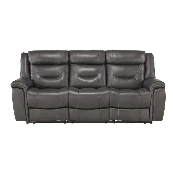 Homelegance Furniture Danio Power Double Reclining Sofa with Power Headrests in Dark Gray 9528DGY-3PWH