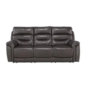 Homelegance Furniture Lance Power Double Reclining Sofa with Power Headrests in Brown