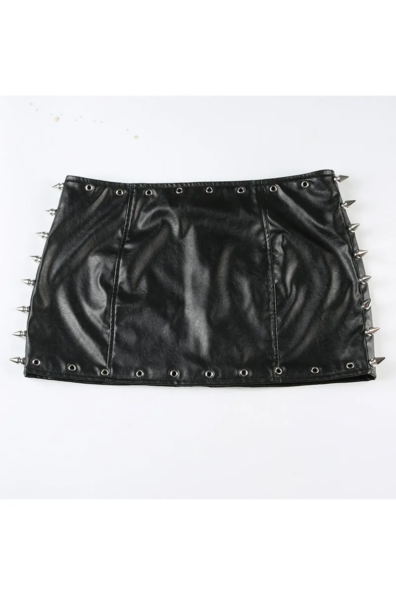 HWT1204 Spike Rebel Mini Skirt
