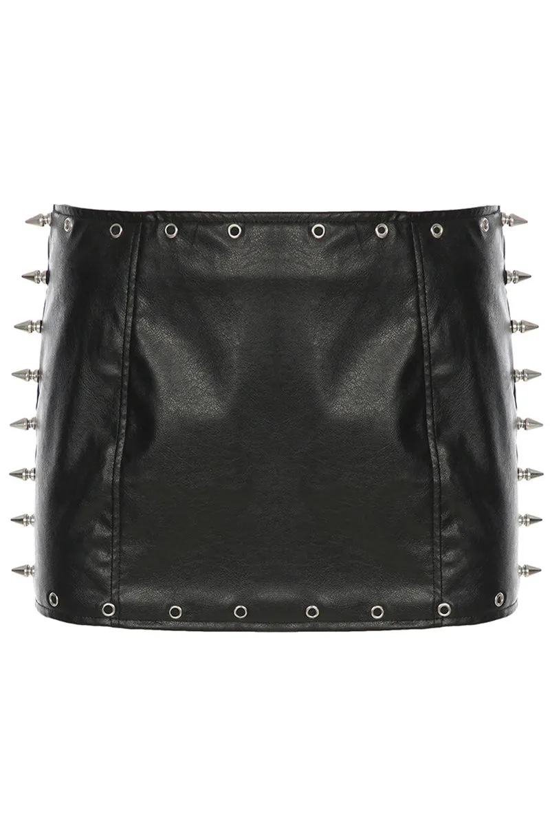 HWT1204 Spike Rebel Mini Skirt