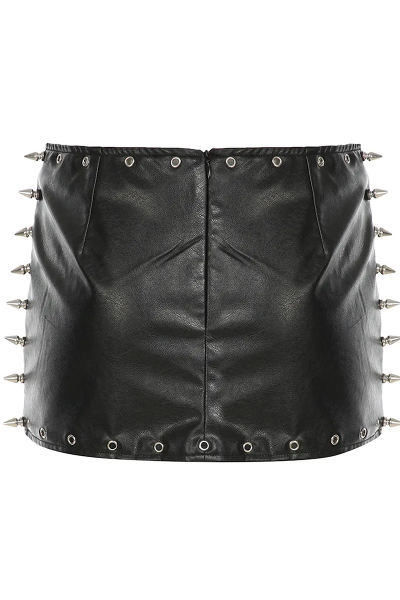 HWT1204 Spike Rebel Mini Skirt
