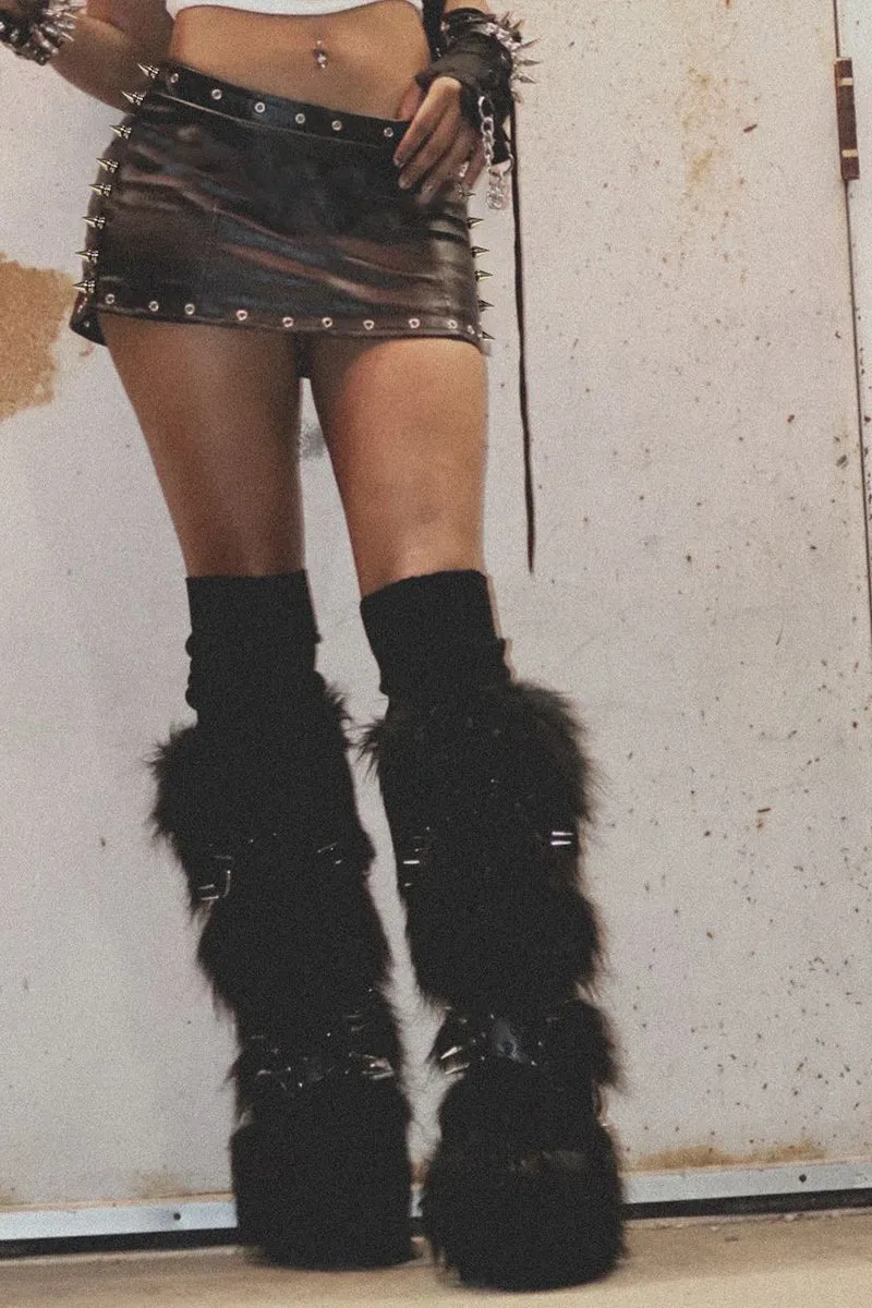 HWT1204 Spike Rebel Mini Skirt