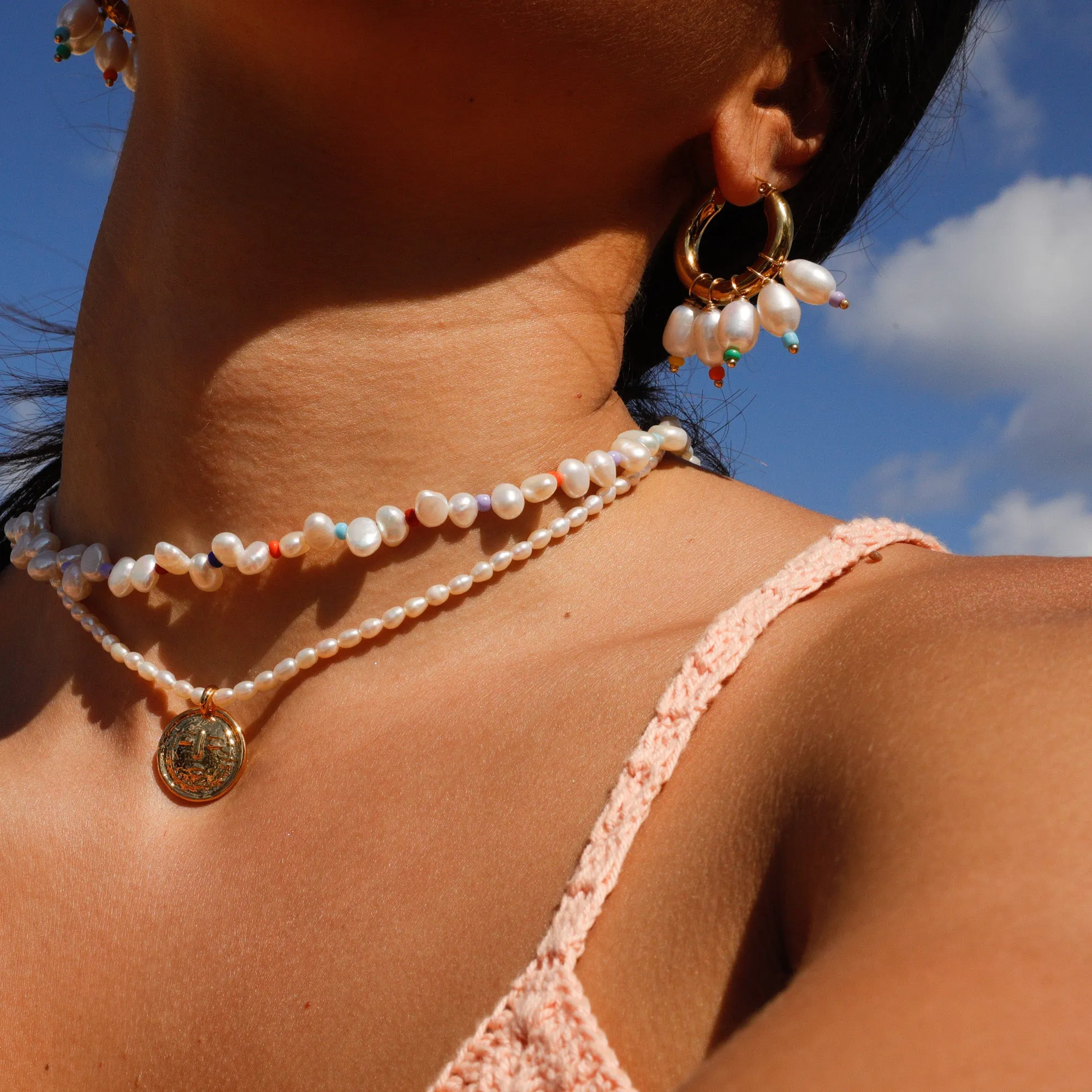 Irregular Pearl Necklace With Color