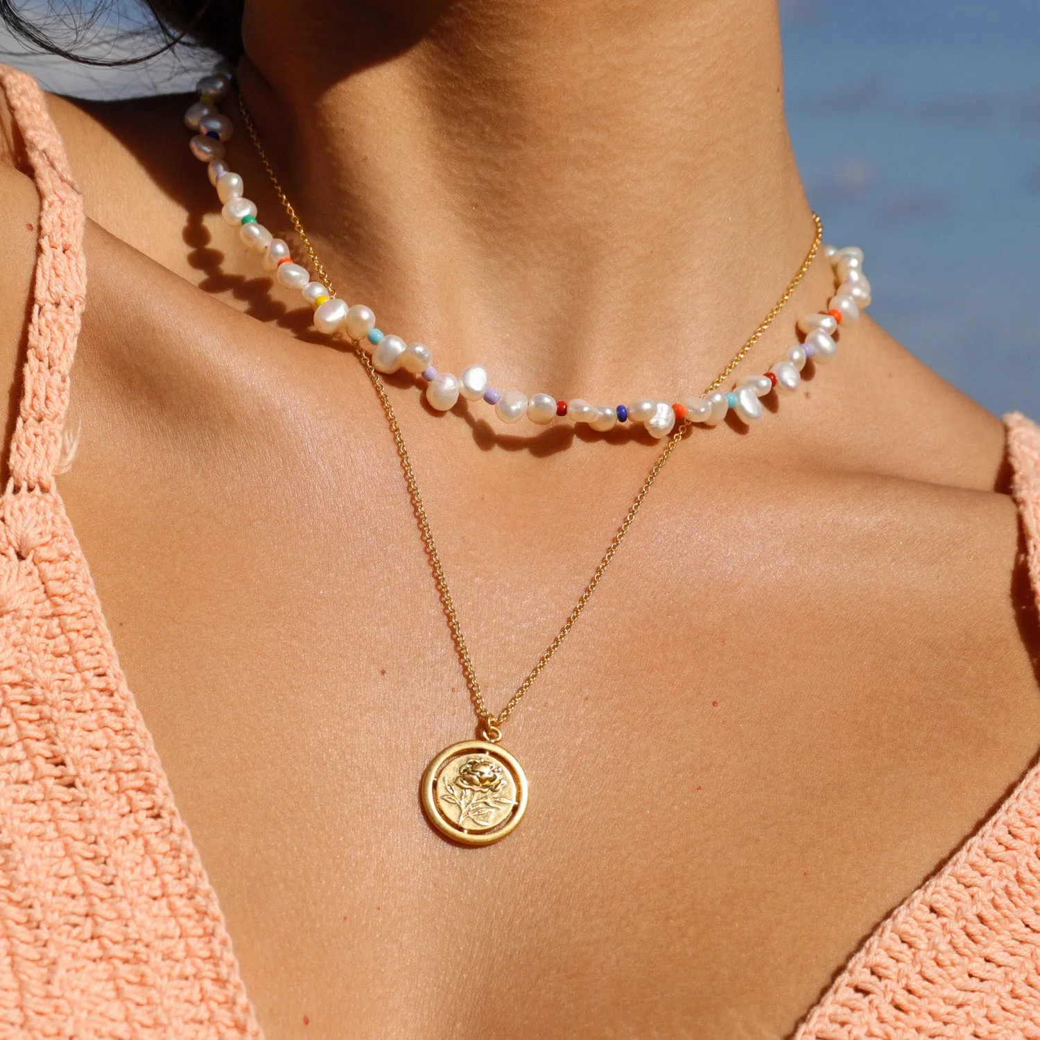 Irregular Pearl Necklace With Color