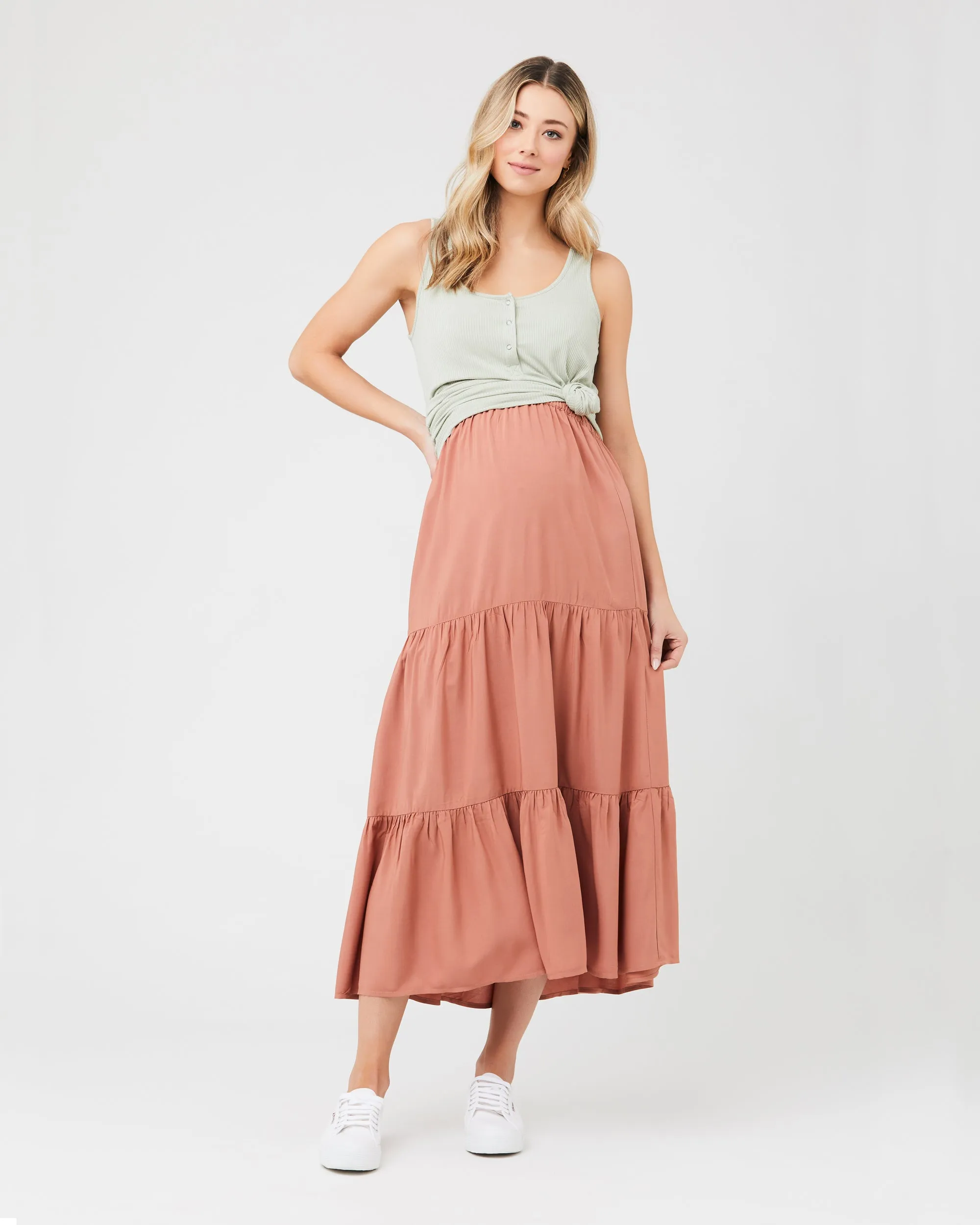 Izzy Button Down Rib Tank Leaf