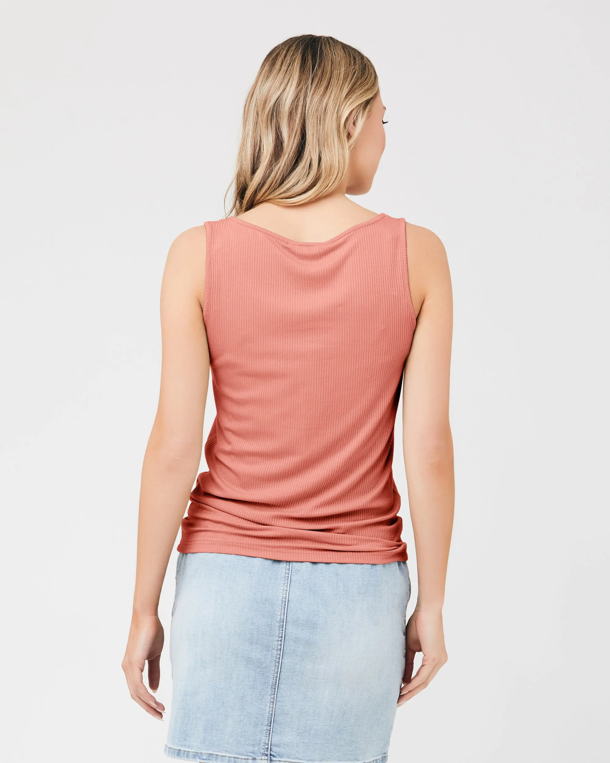 Izzy Button Down Rib Tank Terracotta