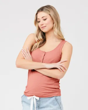 Izzy Button Down Rib Tank Terracotta