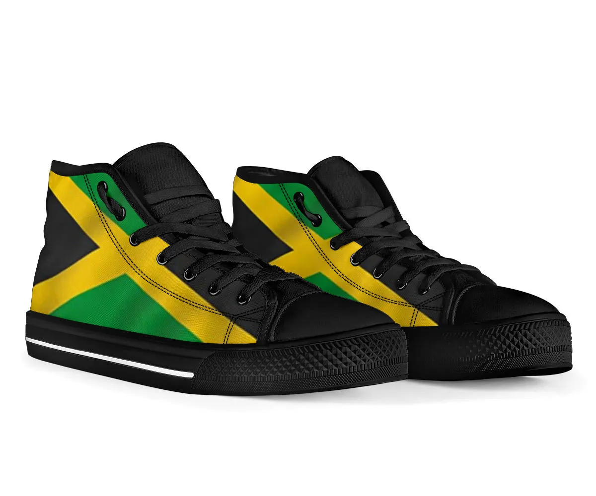Jamaican Flag High Top Sneakers Custom Shoes with Black Soles