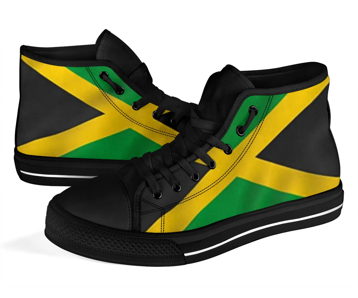 Jamaican Flag High Top Sneakers Custom Shoes with Black Soles