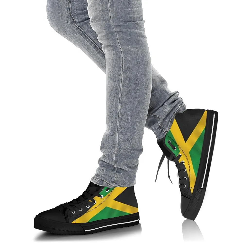 Jamaican Flag High Top Sneakers Custom Shoes with Black Soles