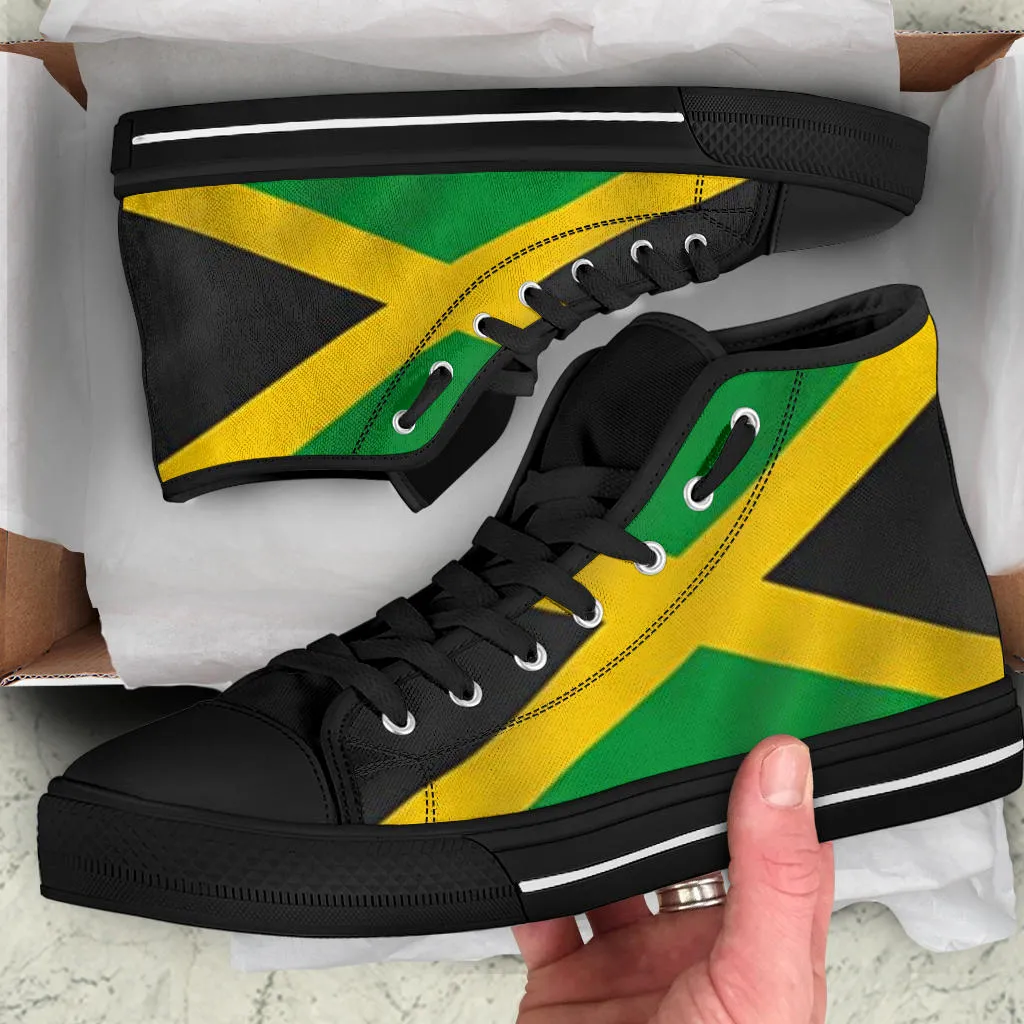 Jamaican Flag High Top Sneakers Custom Shoes with Black Soles