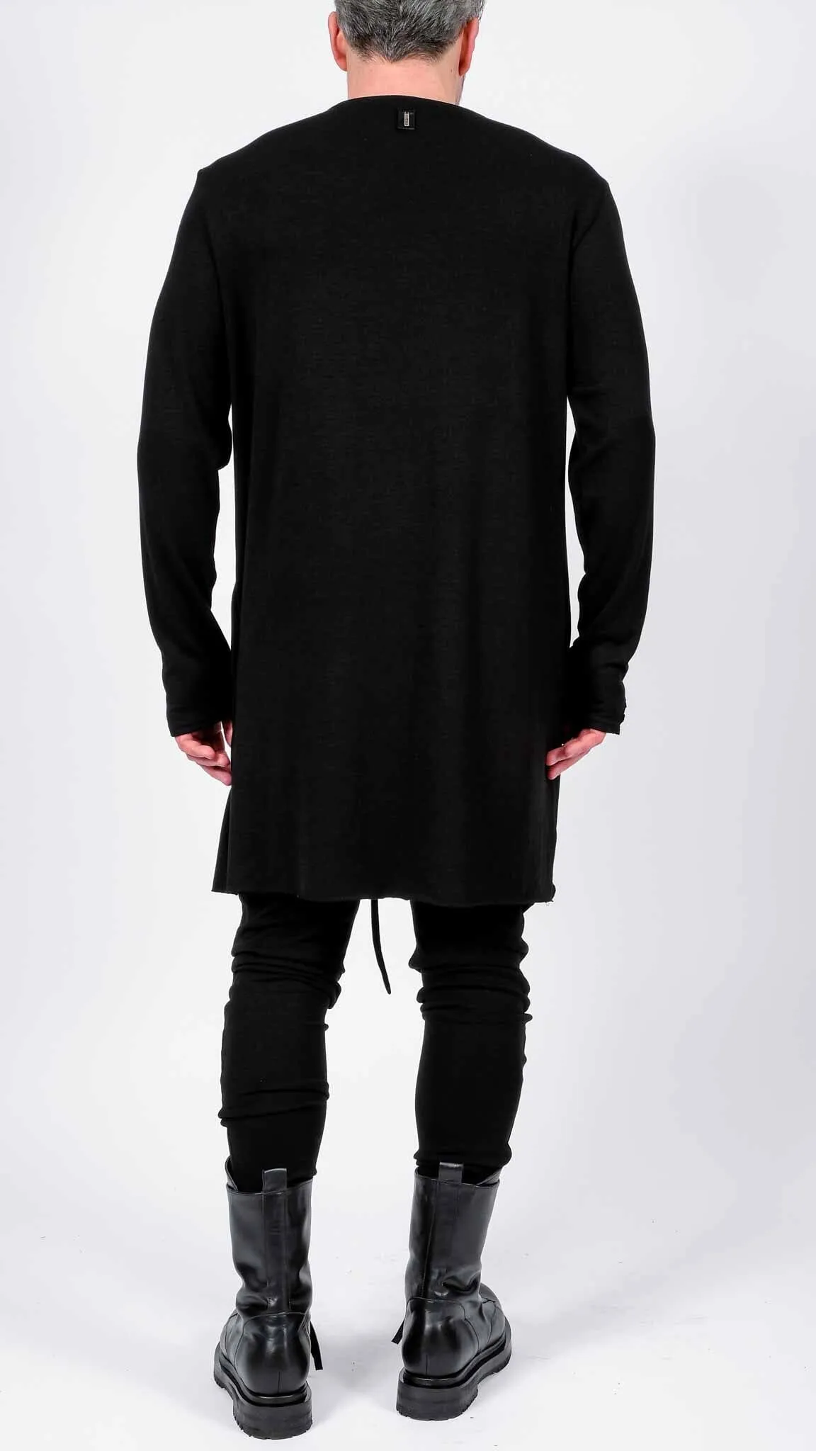 Jersey Long Sleeve Top with Leather Detail