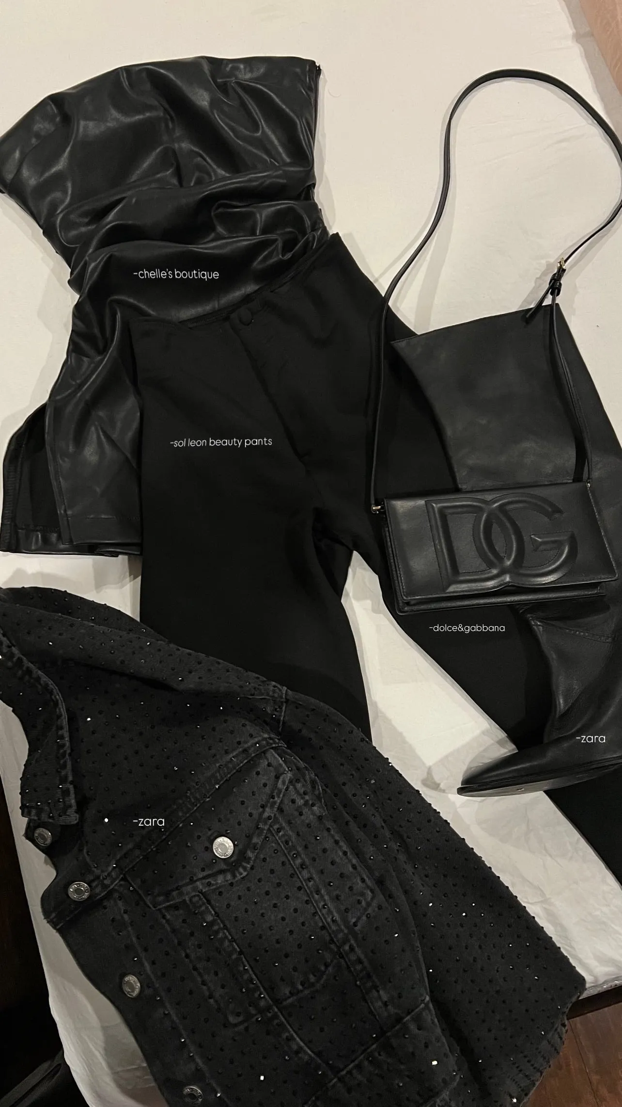 Jet Black Leather Rouched Top