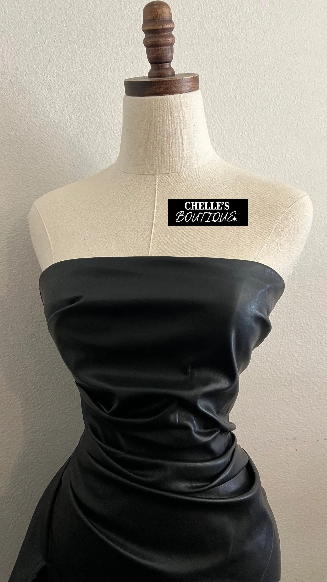 Jet Black Leather Rouched Top