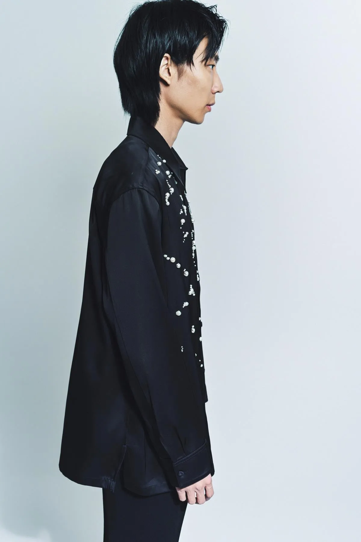 JIL SANDER | PEARL EMBROIDERED LONG SLEEVE SHIRT