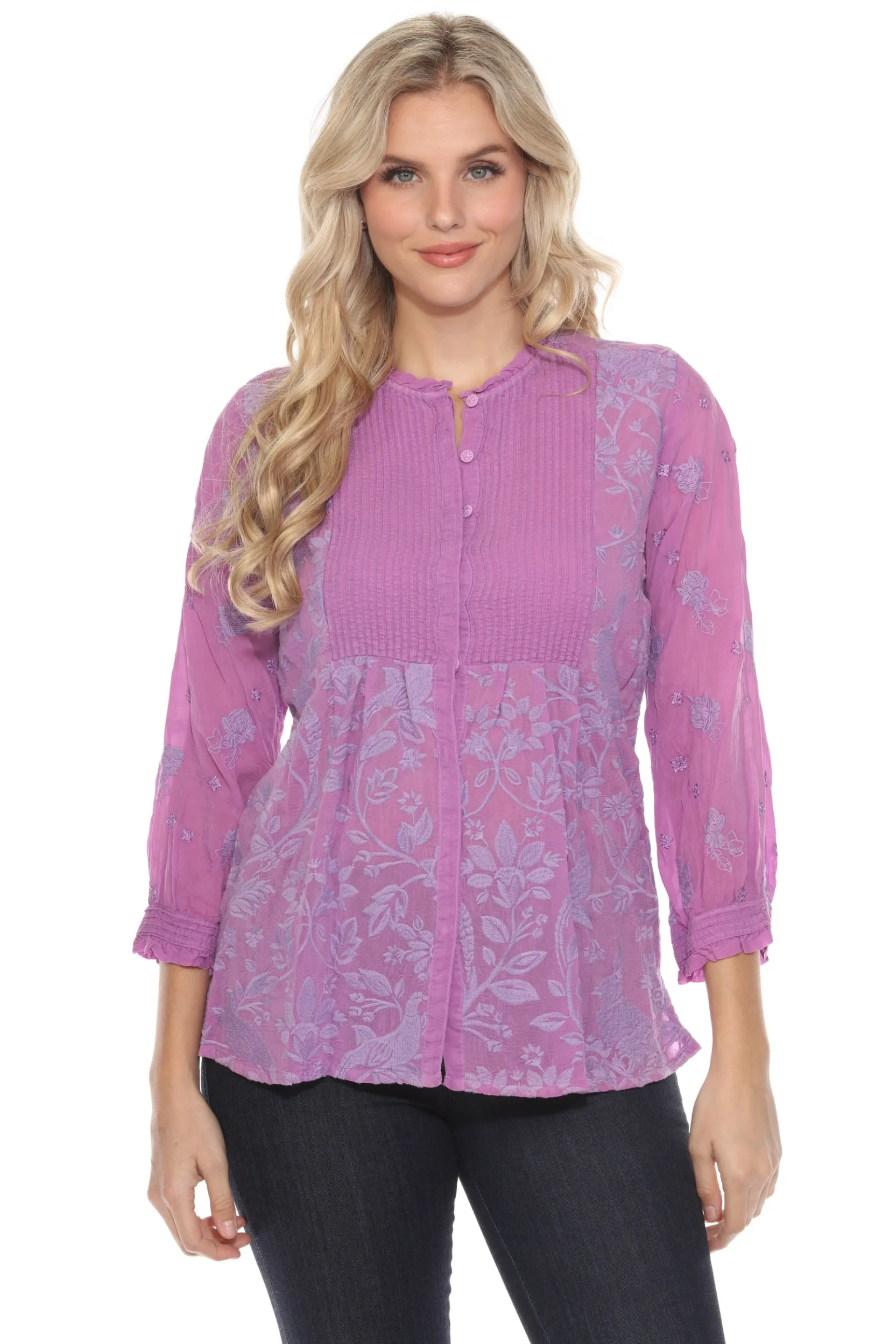 Johnny Was Tabira Bunny Embroidered Blouse C10123-E