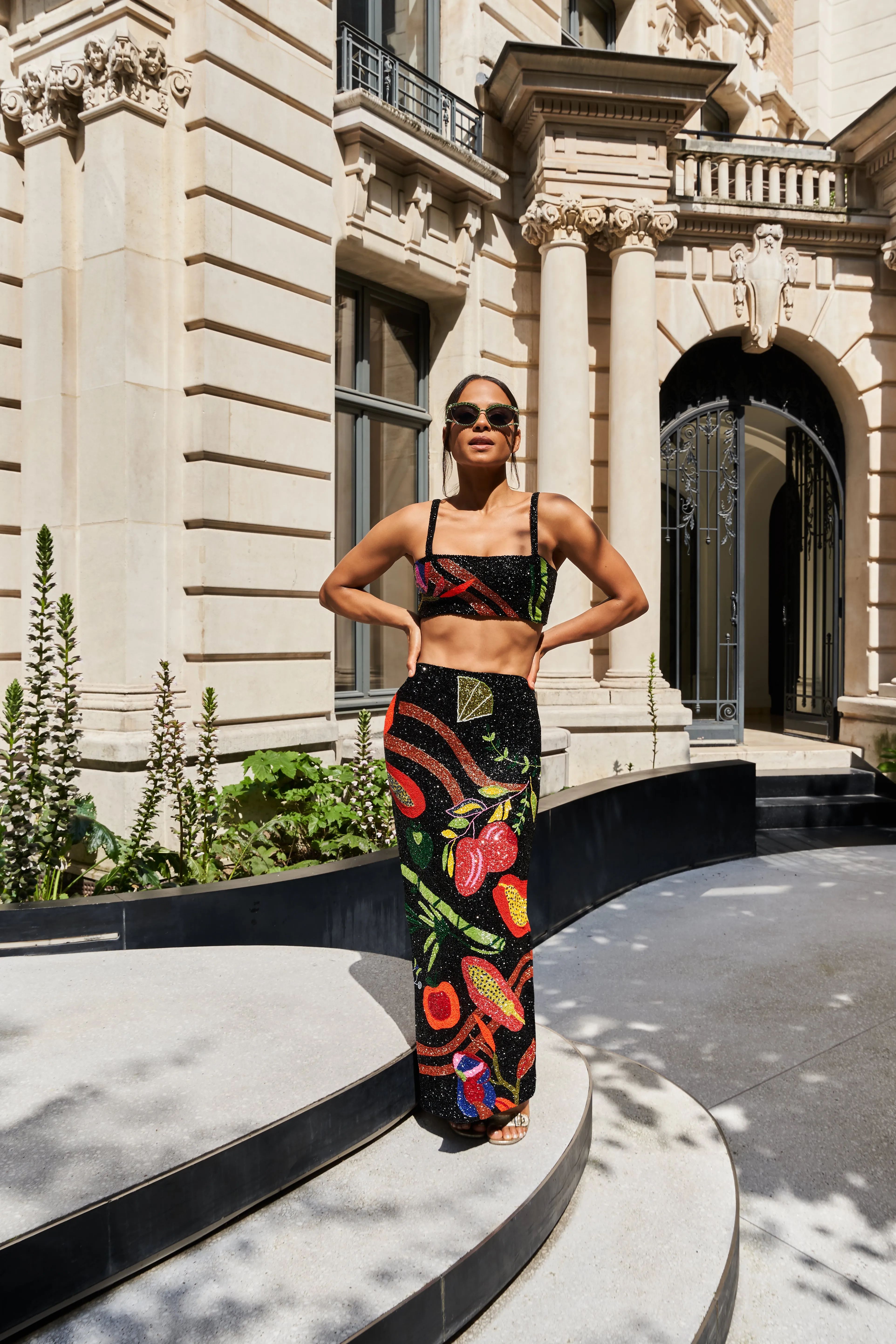 La Noche Beaded Co-ord Top Black Christina Milian