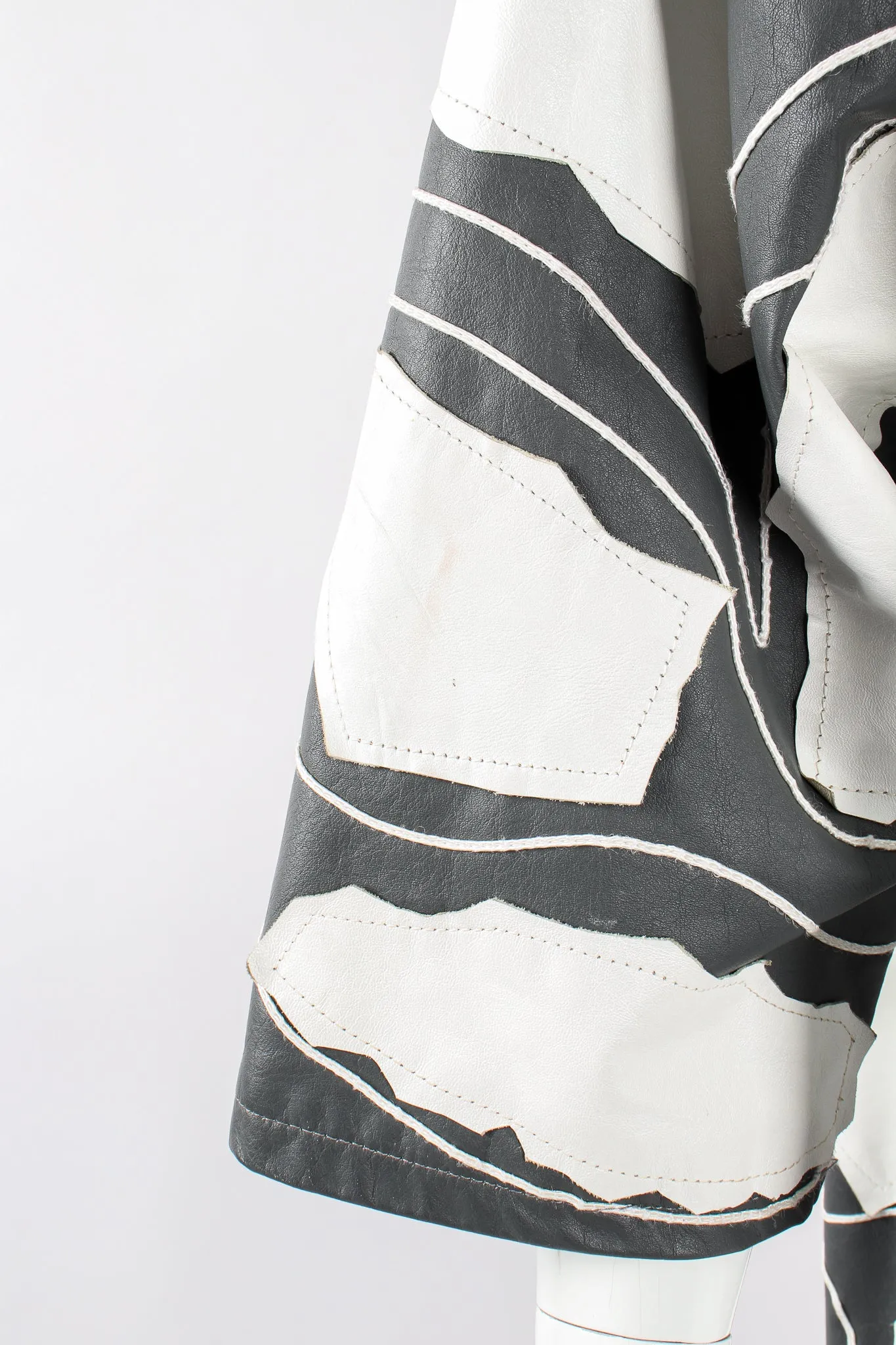 Leather Appliqué Belted Kimono Coat