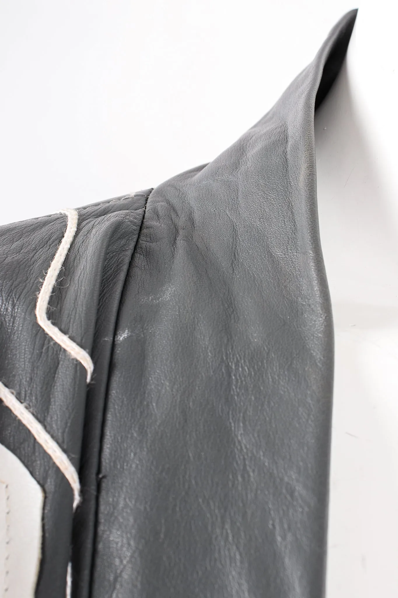 Leather Appliqué Belted Kimono Coat