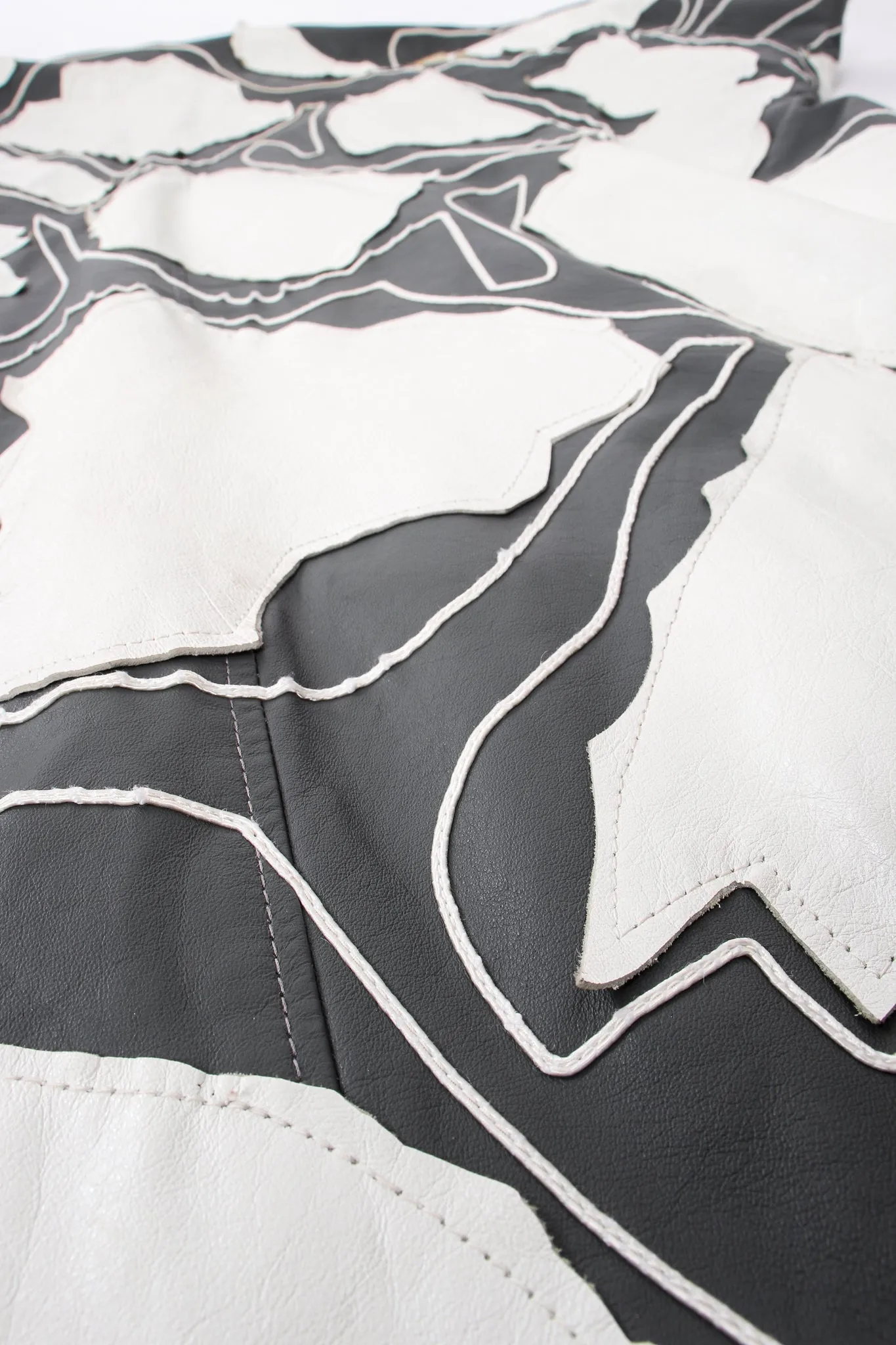 Leather Appliqué Belted Kimono Coat