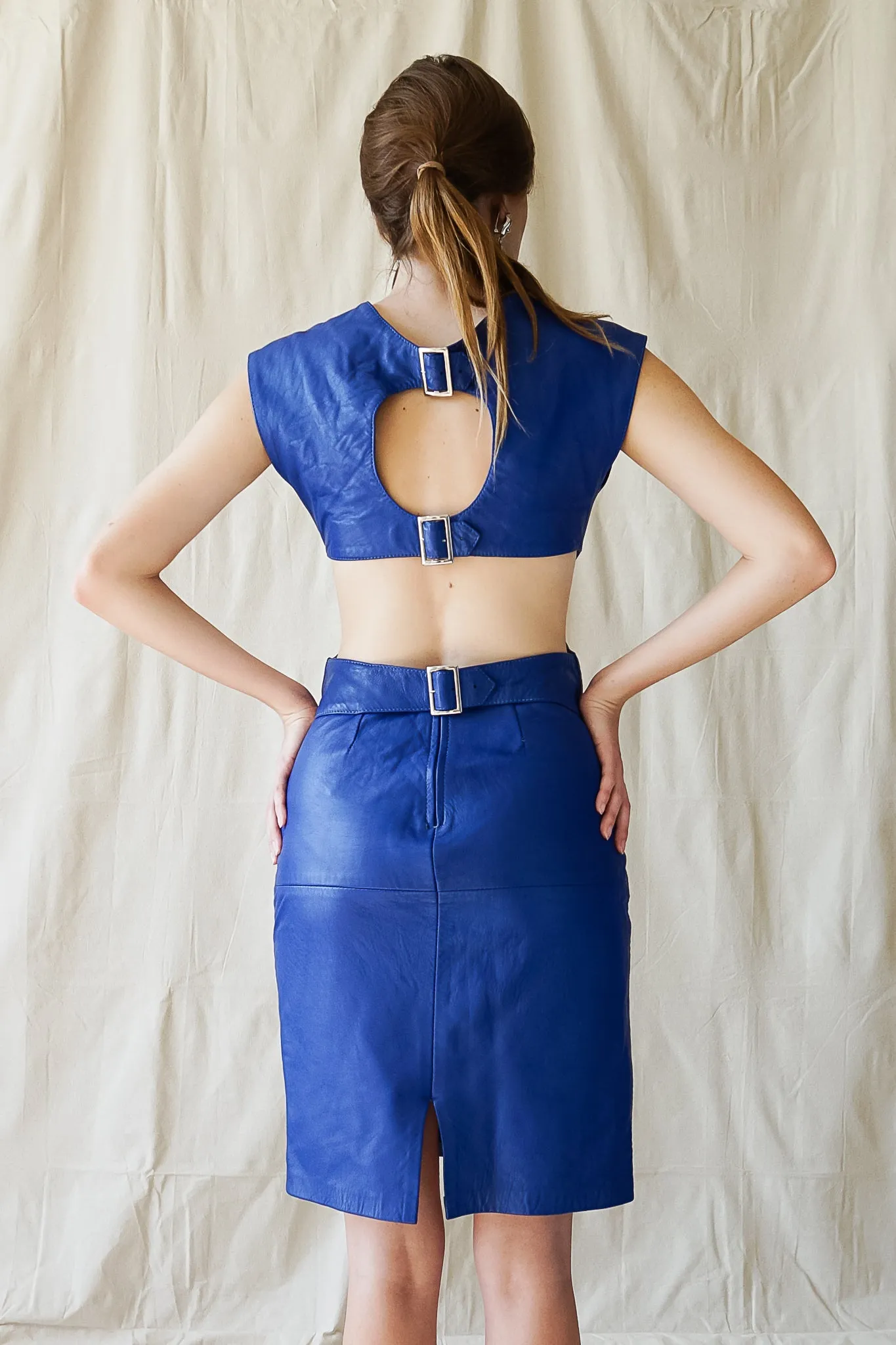 Leather Buckle Cutout Dress
