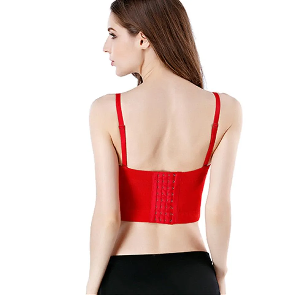 Leather Corset Top Crop Bustier Gothic Push Up