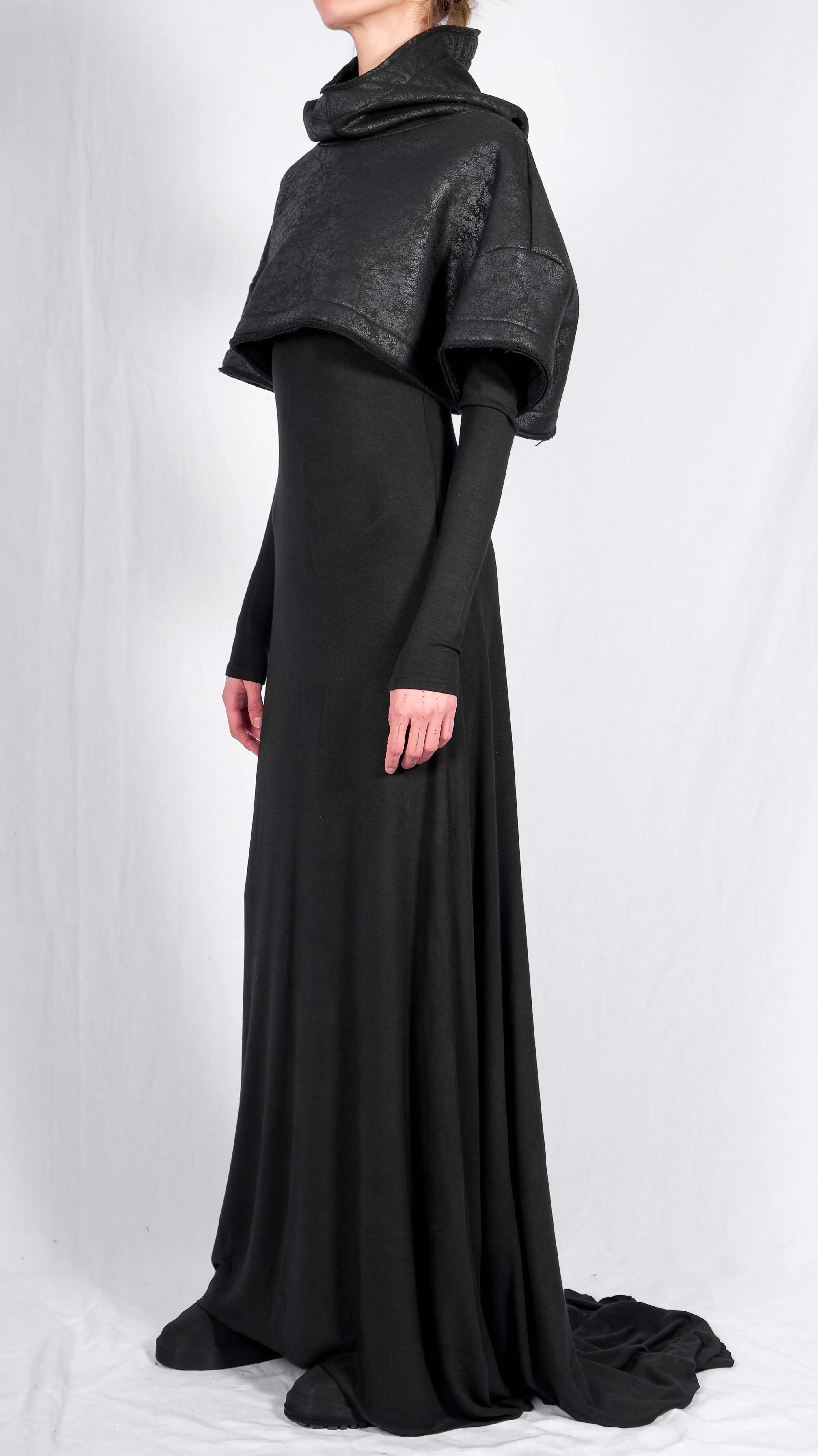 Leather Effect Crop Top with Hood
