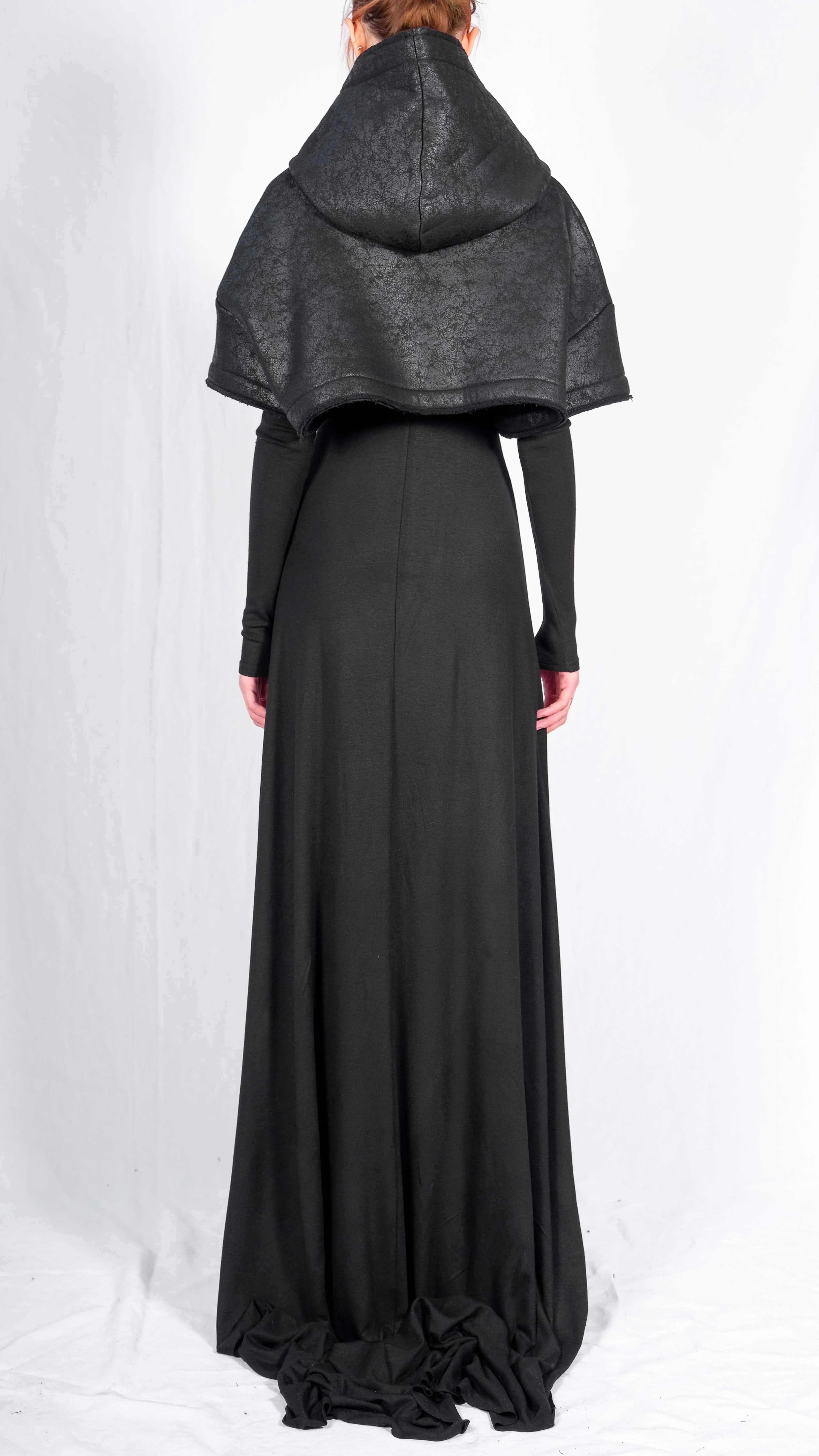 Leather Effect Crop Top with Hood