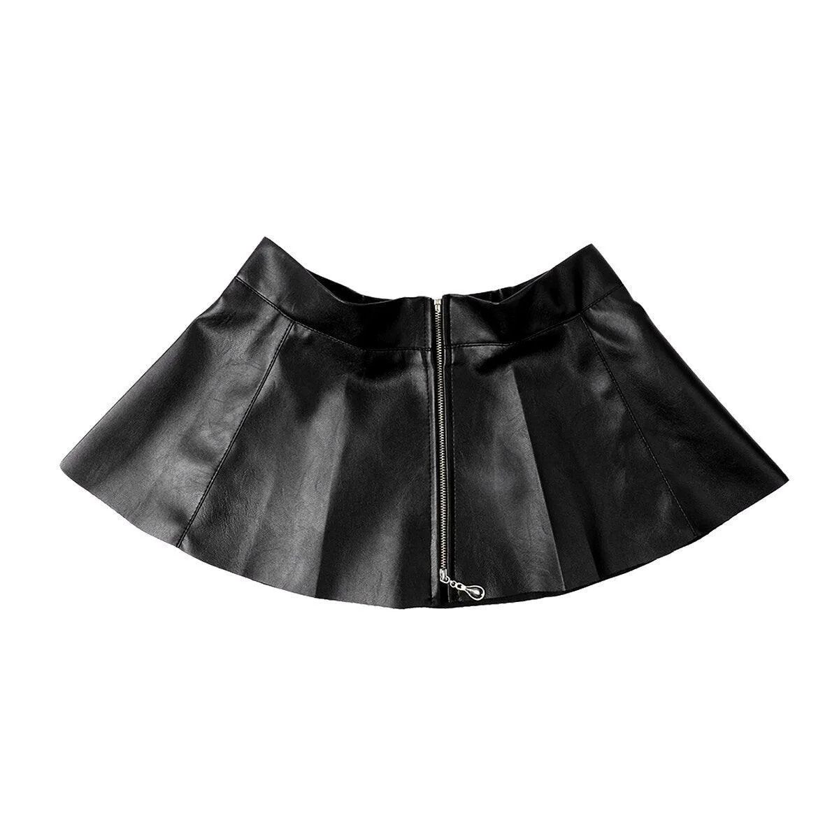 Leather High Waist Front Zipper Skirt