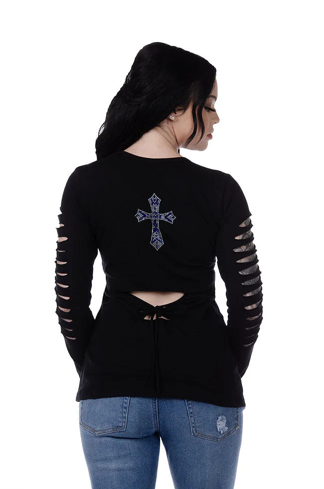Liberty Wear Collection Tops:  Cross and Wings Long Sleeve