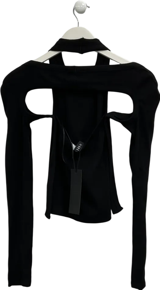 Lioness Black Sculpted Long Sleeve Tank Top UK XS