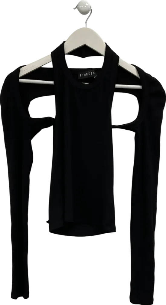 Lioness Black Sculpted Long Sleeve Tank Top UK XS