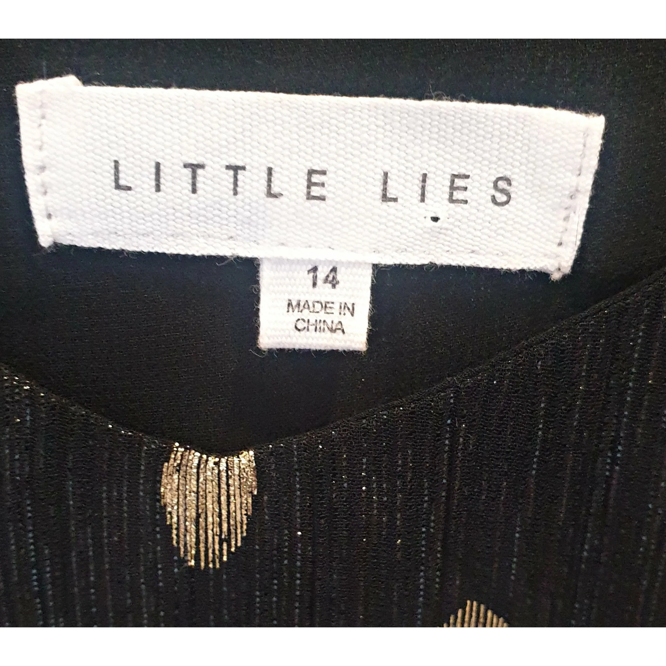 Little Lies black party singlet with gold polka dots size 14