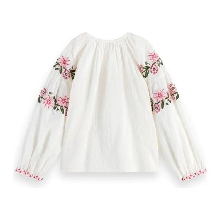Long-Sleeved Floral Embroidered Shirt - Vanilla Ice