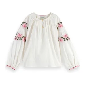 Long-Sleeved Floral Embroidered Shirt - Vanilla Ice
