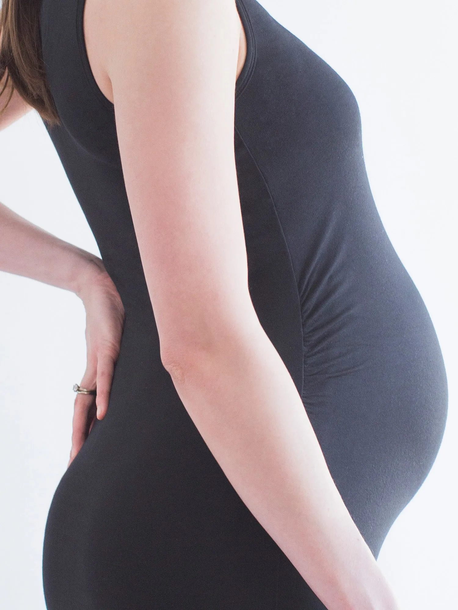LONG SOFT STRETCH MATERNITY TANK, BLACK