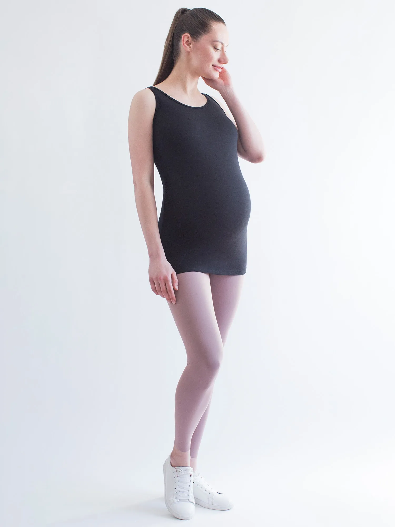 LONG SOFT STRETCH MATERNITY TANK, BLACK