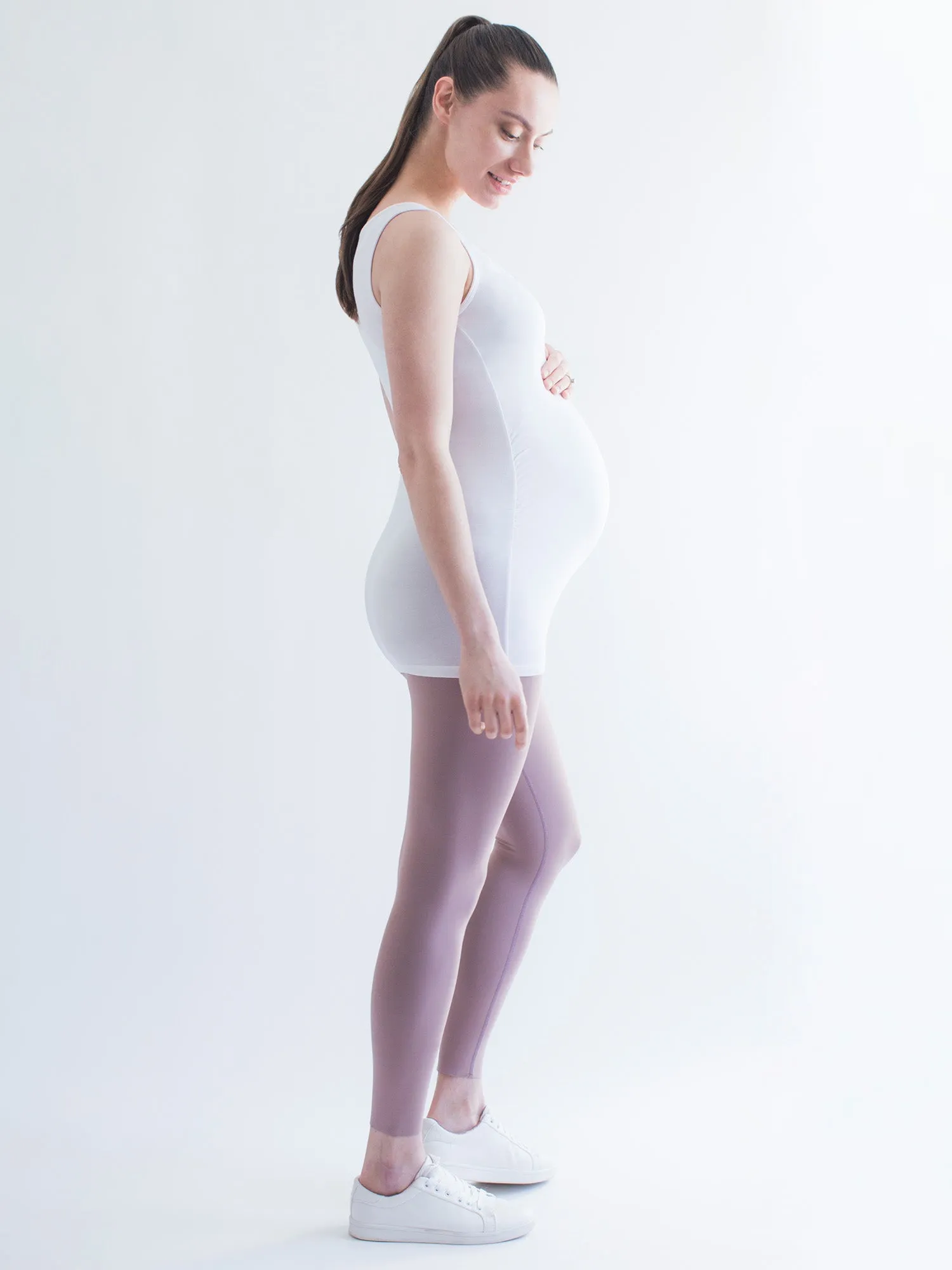 LONG SOFT STRETCH MATERNITY TANK, WHITE